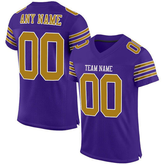 Custom Purple Old Gold-White Mesh Authentic Football Jersey Limited