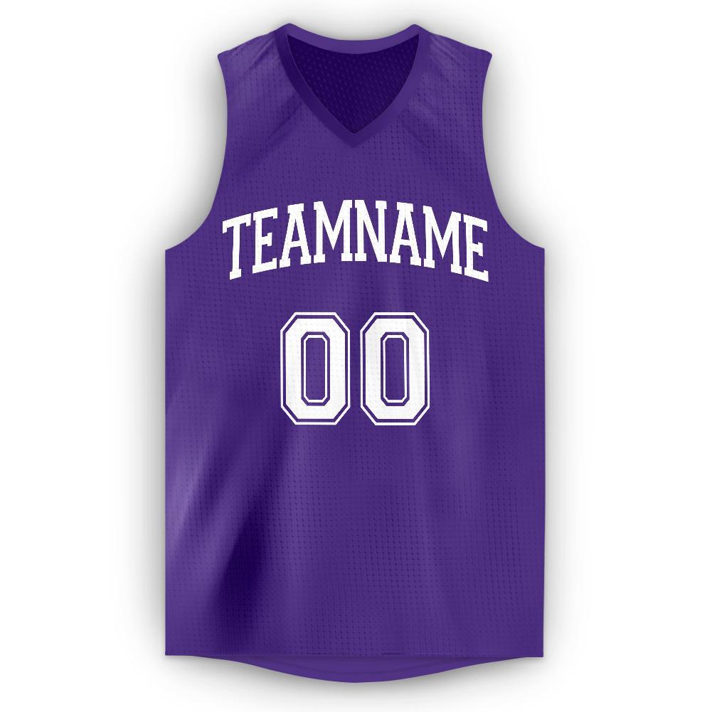 Custom Purple White V-Neck Basketball Jersey Limited