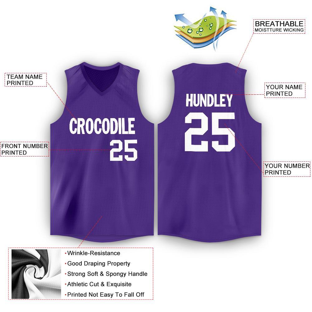 Custom Purple White V-Neck Basketball Jersey Limited