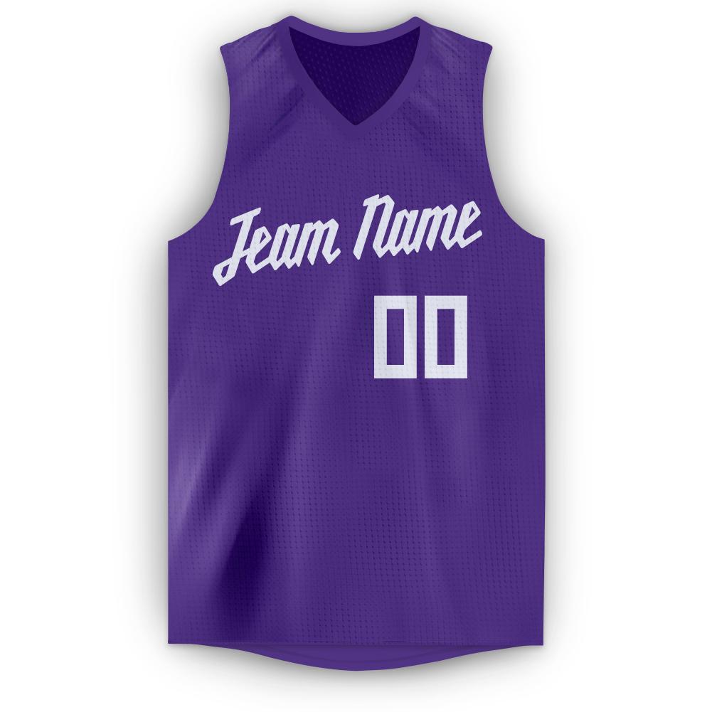 Custom Purple White V-Neck Basketball Jersey Limited