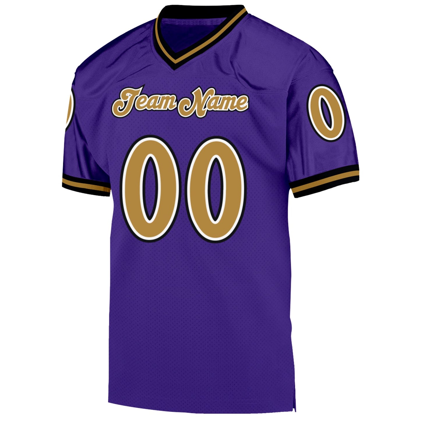 Custom Purple Old Gold-Black Mesh Authentic Throwback Football Jersey Limited