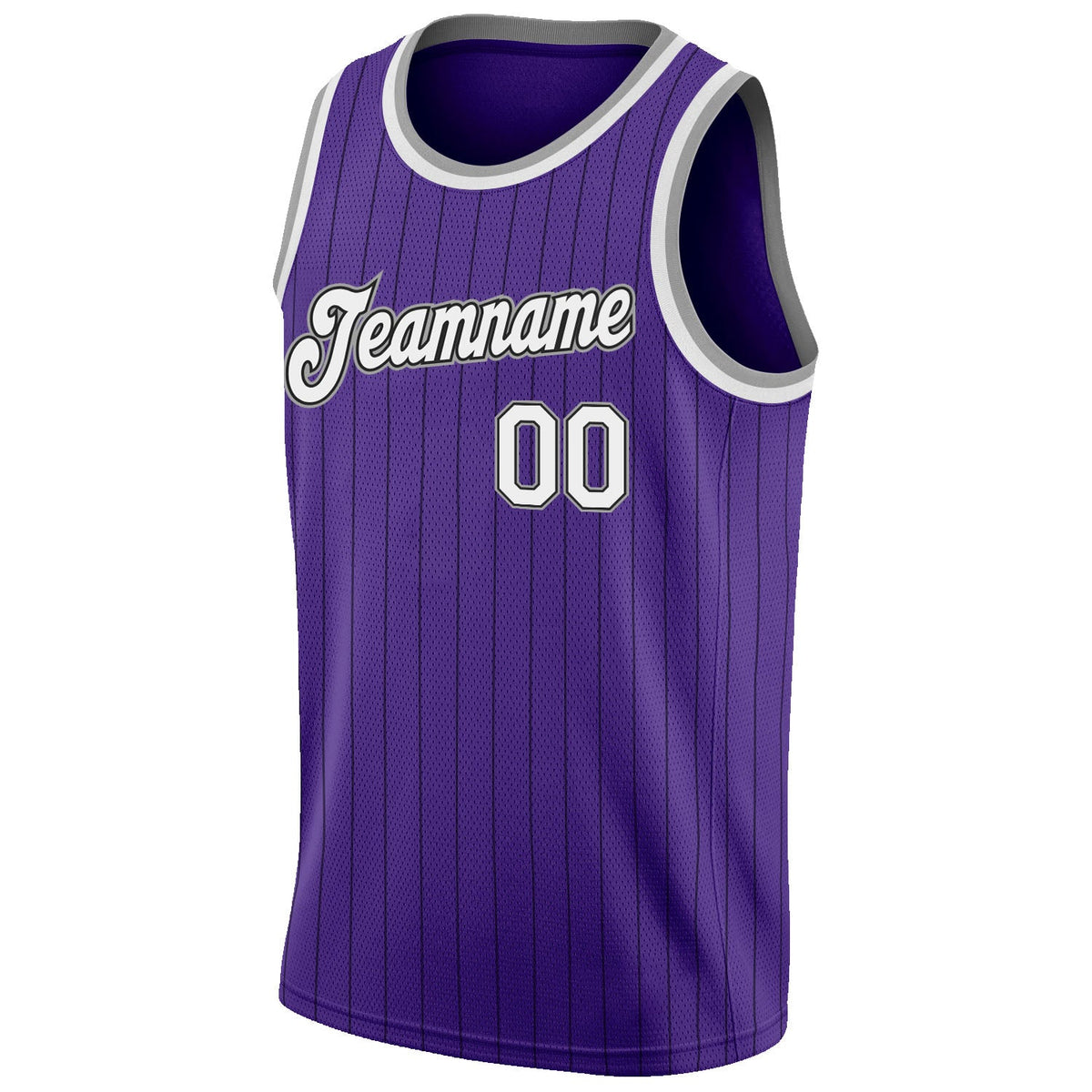 Custom Purple Black Pinstripe White-Gray Authentic Basketball Jersey Limited