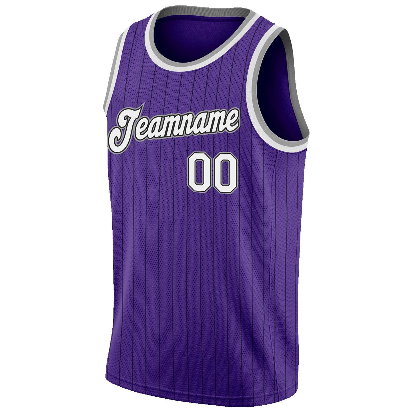 Custom Purple Black Pinstripe White-Gray Authentic Basketball Jersey Limited