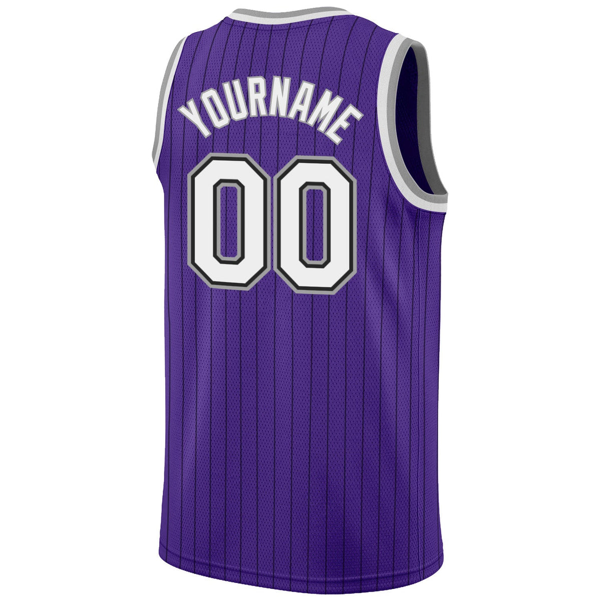 Custom Purple Black Pinstripe White-Gray Authentic Basketball Jersey Limited