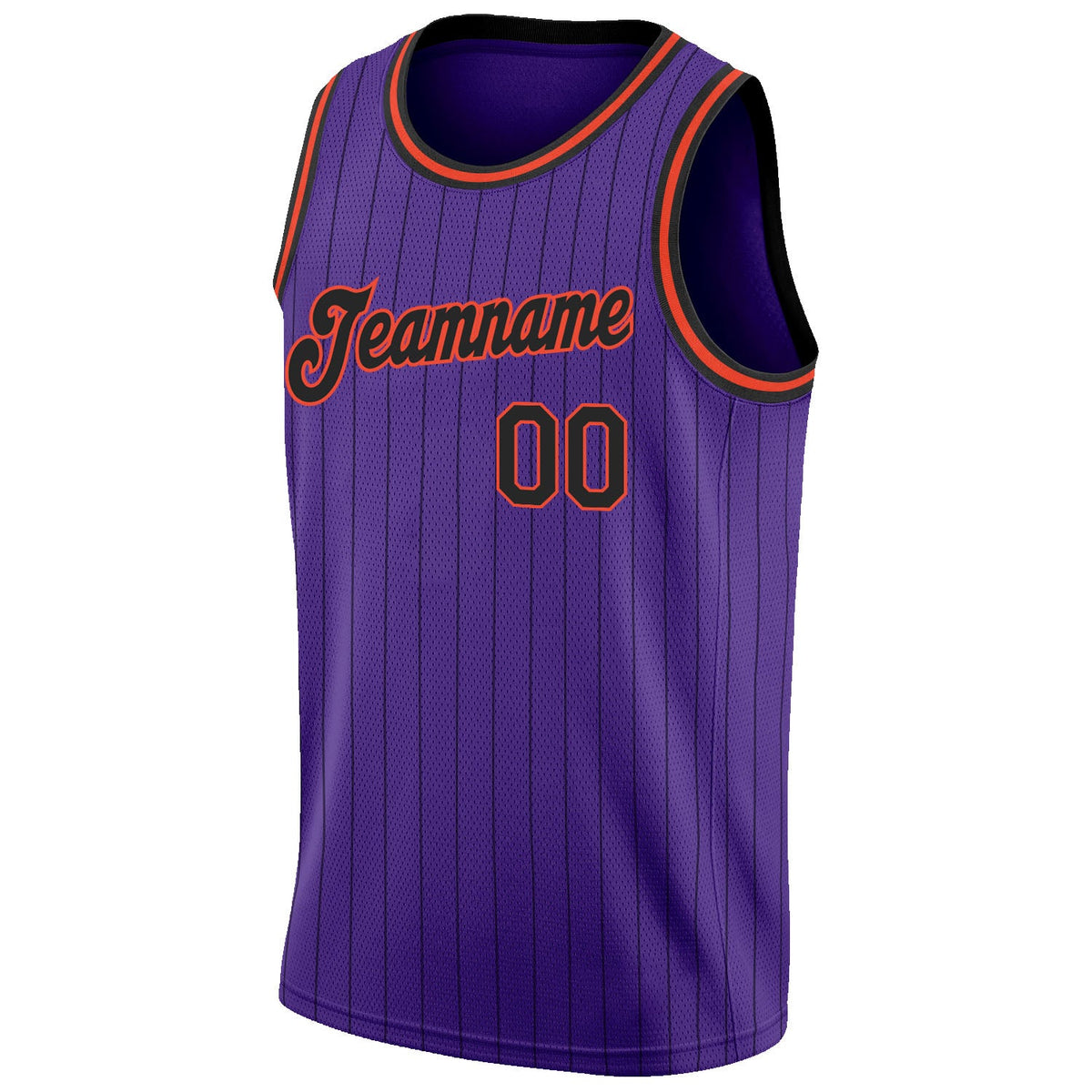 Custom Purple Black Pinstripe Black-Orange Authentic Basketball Jersey Limited
