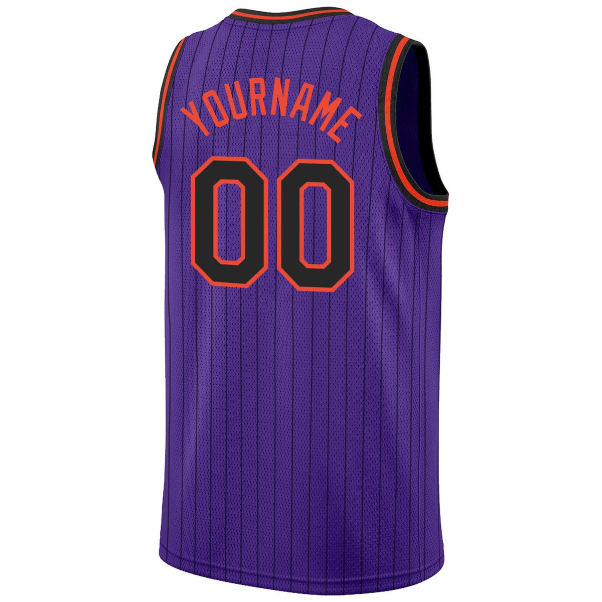 Custom Purple Black Pinstripe Black-Orange Authentic Basketball Jersey Limited