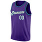 Custom Purple Black Pinstripe White-Teal Authentic Basketball Jersey Limited
