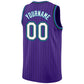Custom Purple Black Pinstripe White-Teal Authentic Basketball Jersey Limited