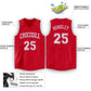 Custom Red White V-Neck Basketball Jersey Limited