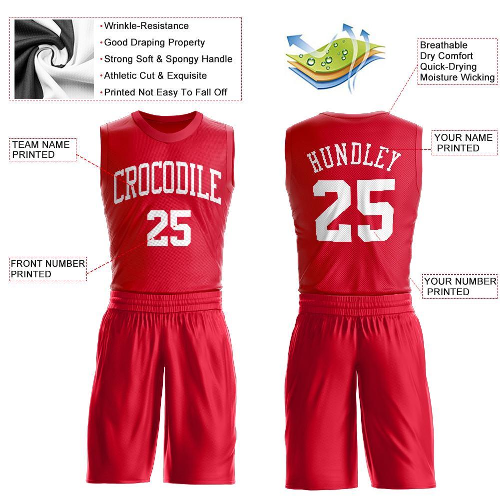 Custom Red White Round Neck Suit Basketball Jersey Limited