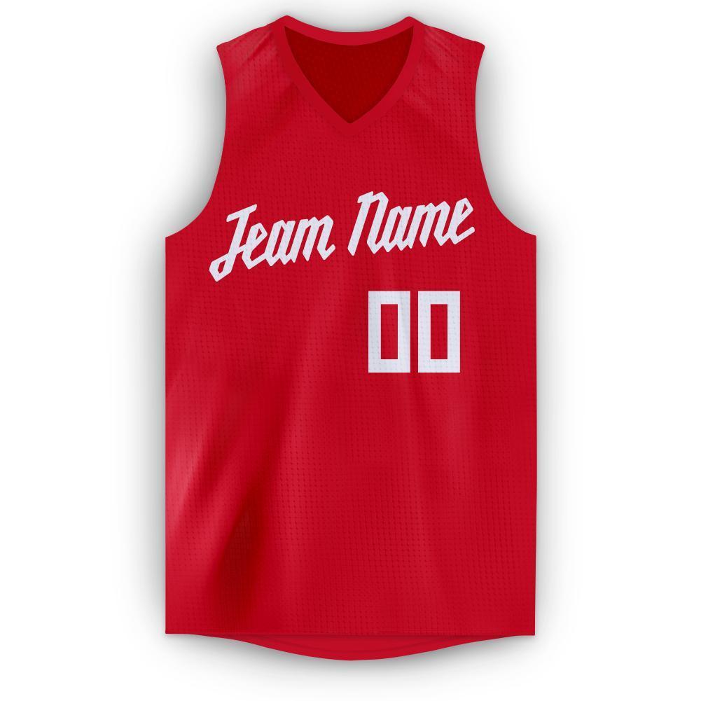 Custom Red White V-Neck Basketball Jersey Limited