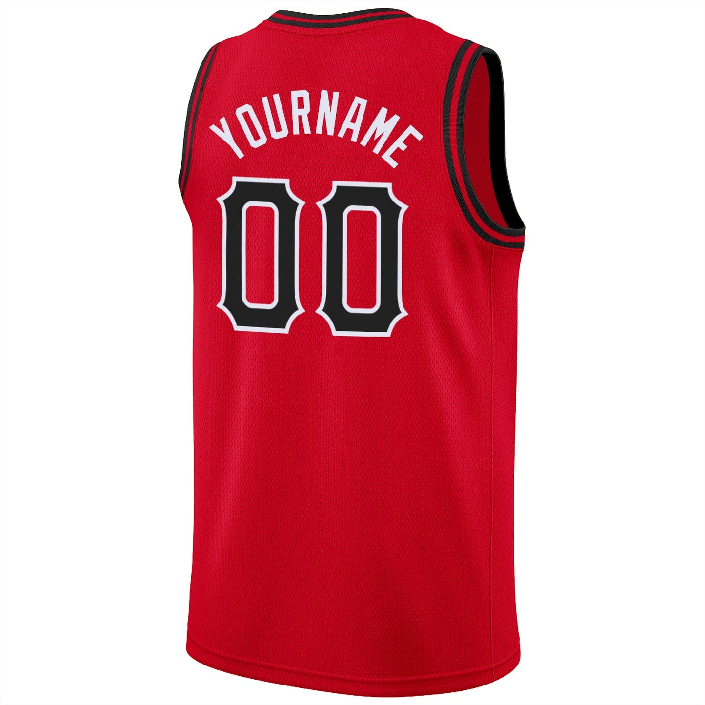 Custom Red Black-White Round Neck Rib-Knit Basketball Jersey Limited
