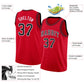 Custom Red Black-White Round Neck Rib-Knit Basketball Jersey Limited