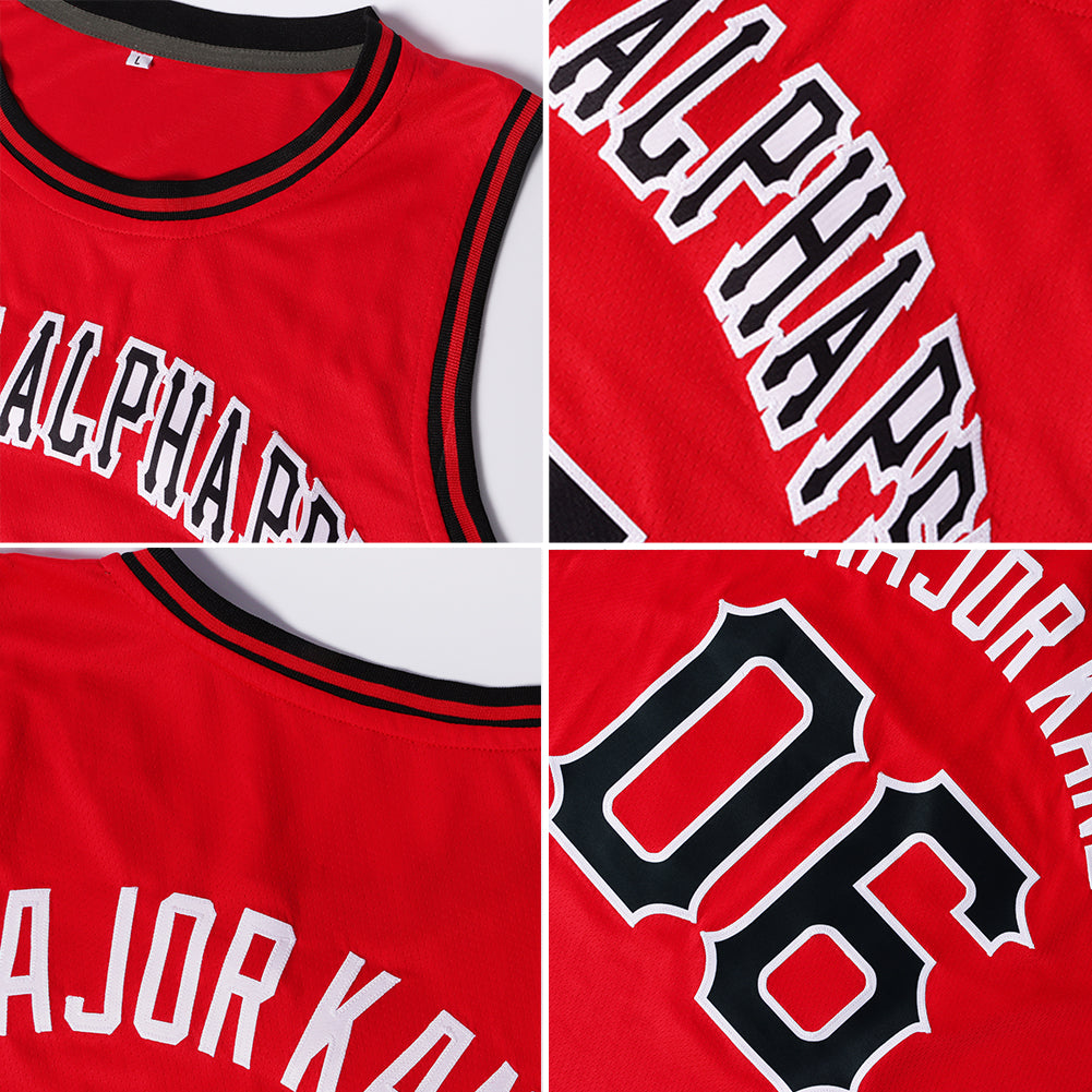 Custom Red White-Royal Authentic Throwback Basketball Jersey Limited