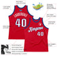 Custom Red White-Royal Authentic Throwback Basketball Jersey Limited