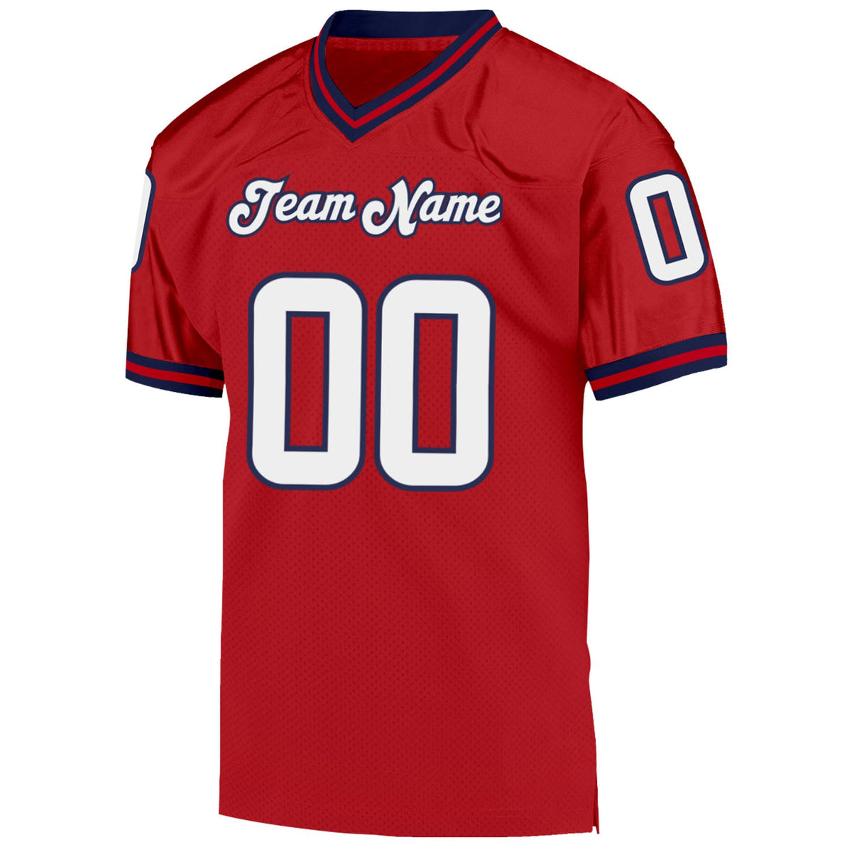 Custom Red White-Navy Mesh Authentic Throwback Football Jersey Limited