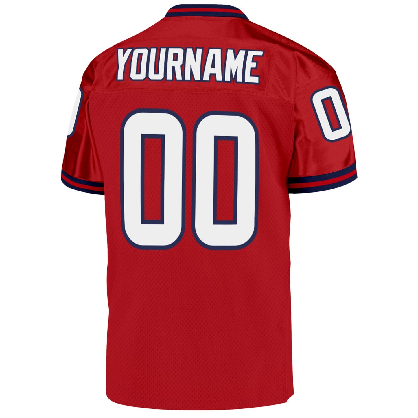 Custom Red White-Navy Mesh Authentic Throwback Football Jersey Limited