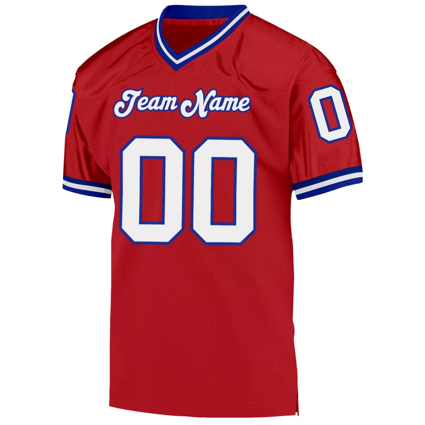 Custom Red White-Royal Mesh Authentic Throwback Football Jersey Limited