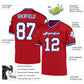 Custom Red White-Royal Mesh Authentic Throwback Football Jersey Limited