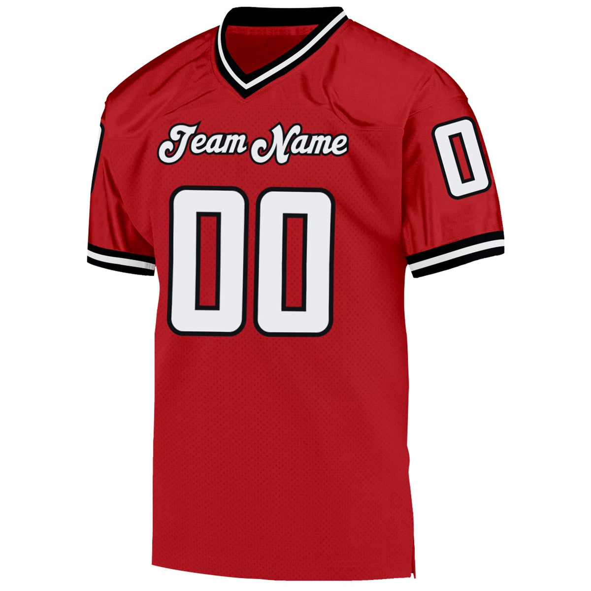 Custom Red White-Black Mesh Authentic Throwback Football Jersey Limited