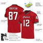 Custom Red White-Black Mesh Authentic Throwback Football Jersey Limited