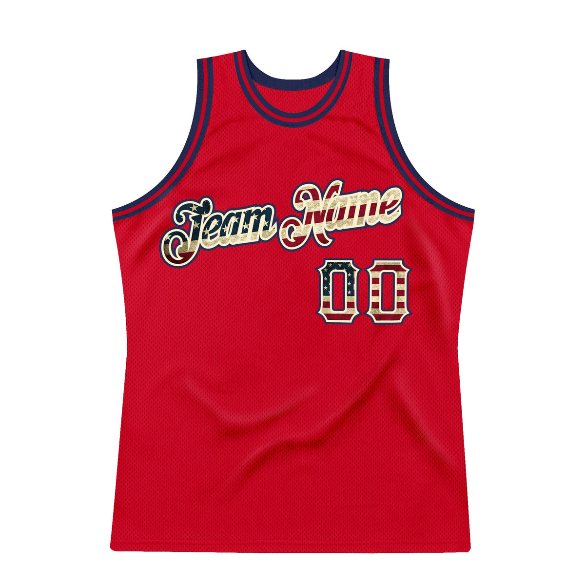 Custom Red Vintage Usa Flag-Black Authentic Throwback Basketball Jersey Limited