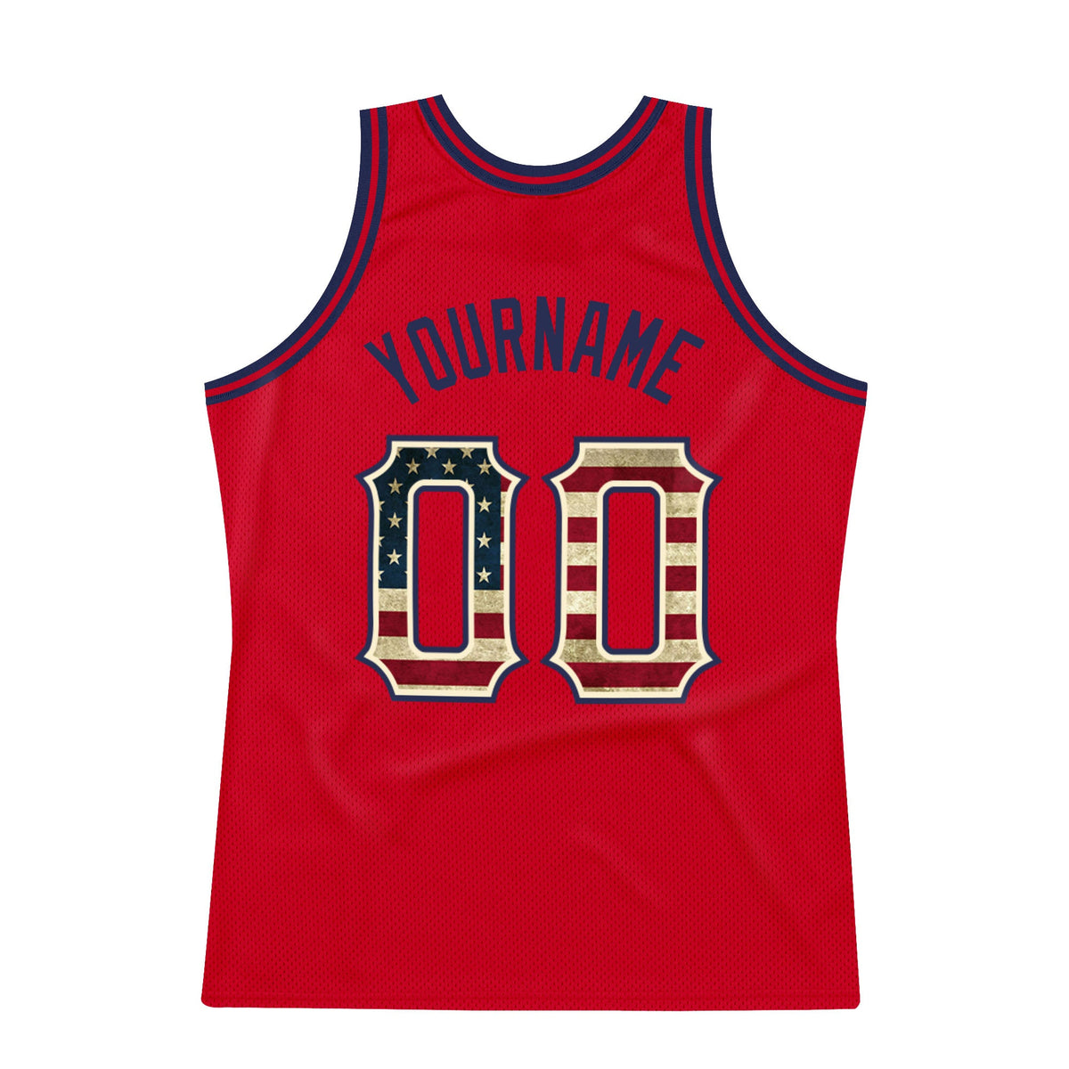 Custom Red Vintage Usa Flag-Black Authentic Throwback Basketball Jersey Limited