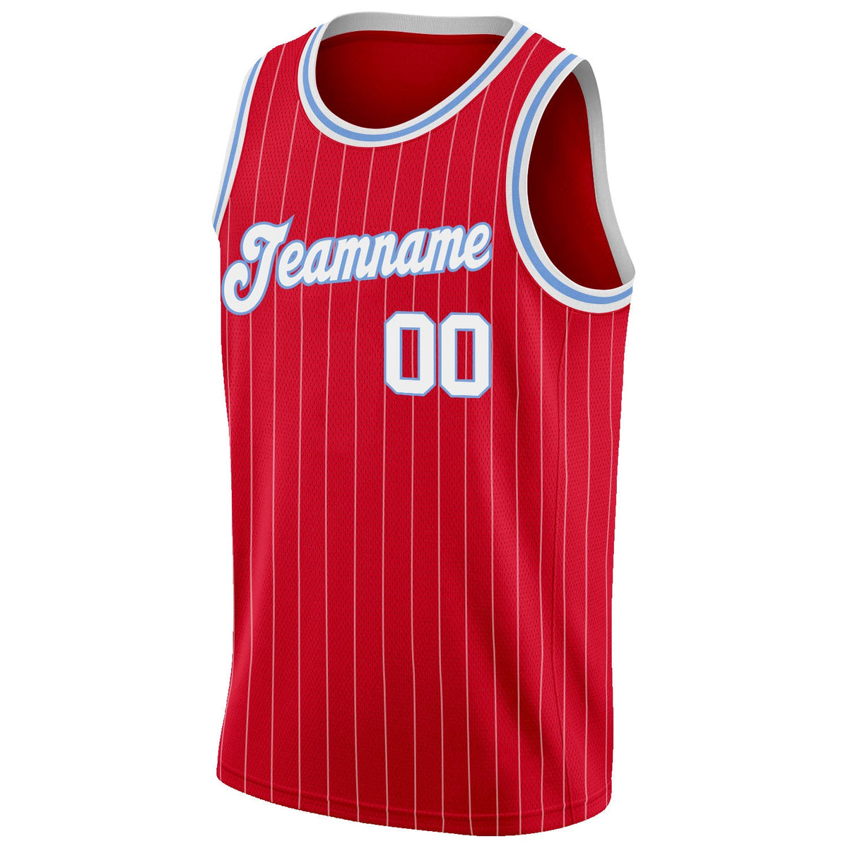 Custom Red White Pinstripe White-Light Blue Authentic Basketball Jersey Limited