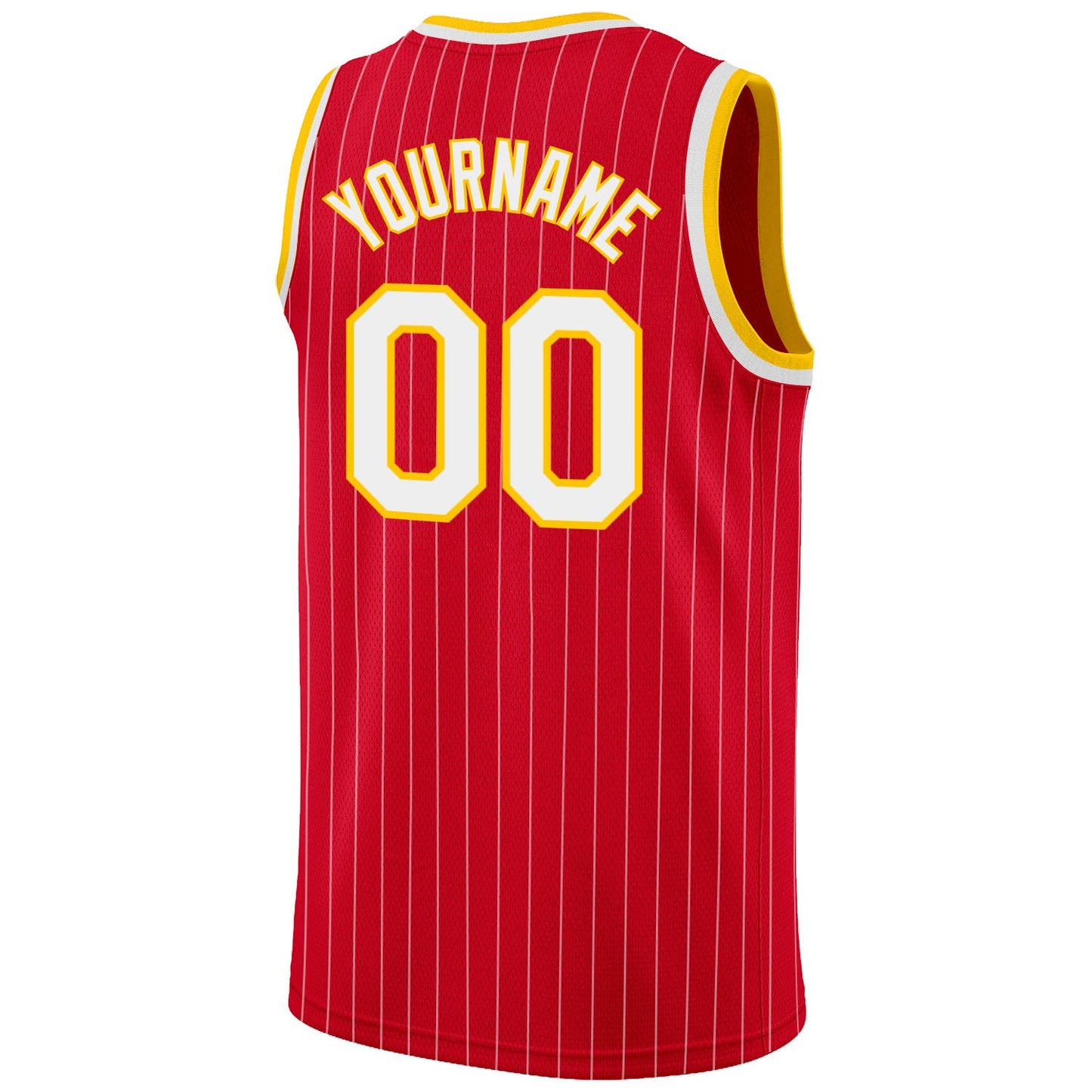 Custom Red White Pinstripe White-Gold Authentic Basketball Jersey Limited