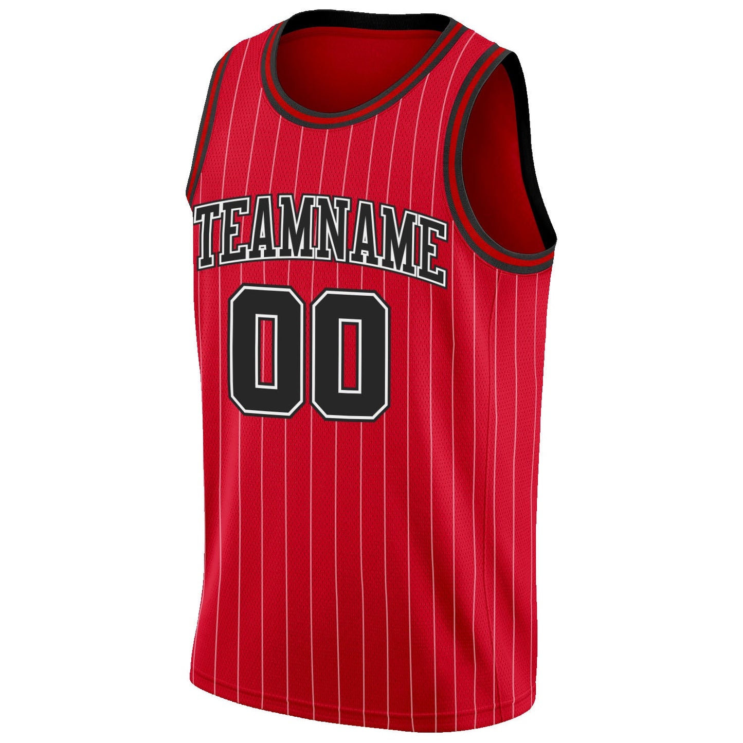 Custom Red White Pinstripe Black-White Authentic Basketball Jersey Limited