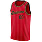 Custom Red White Pinstripe Black-Old Gold Authentic Basketball Jersey Limited