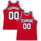 Custom Red White-Teal Authentic Throwback Basketball Jersey