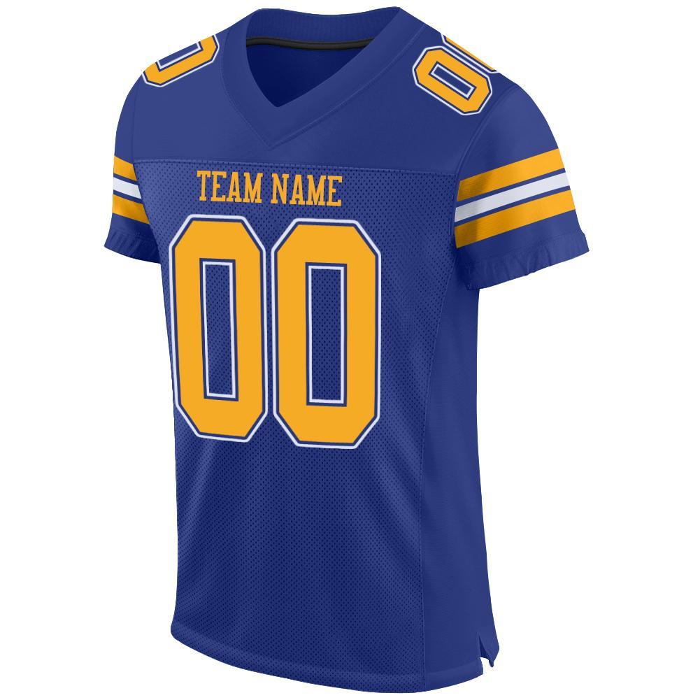 Custom Royal Gold-White Mesh Authentic Football Jersey Limited
