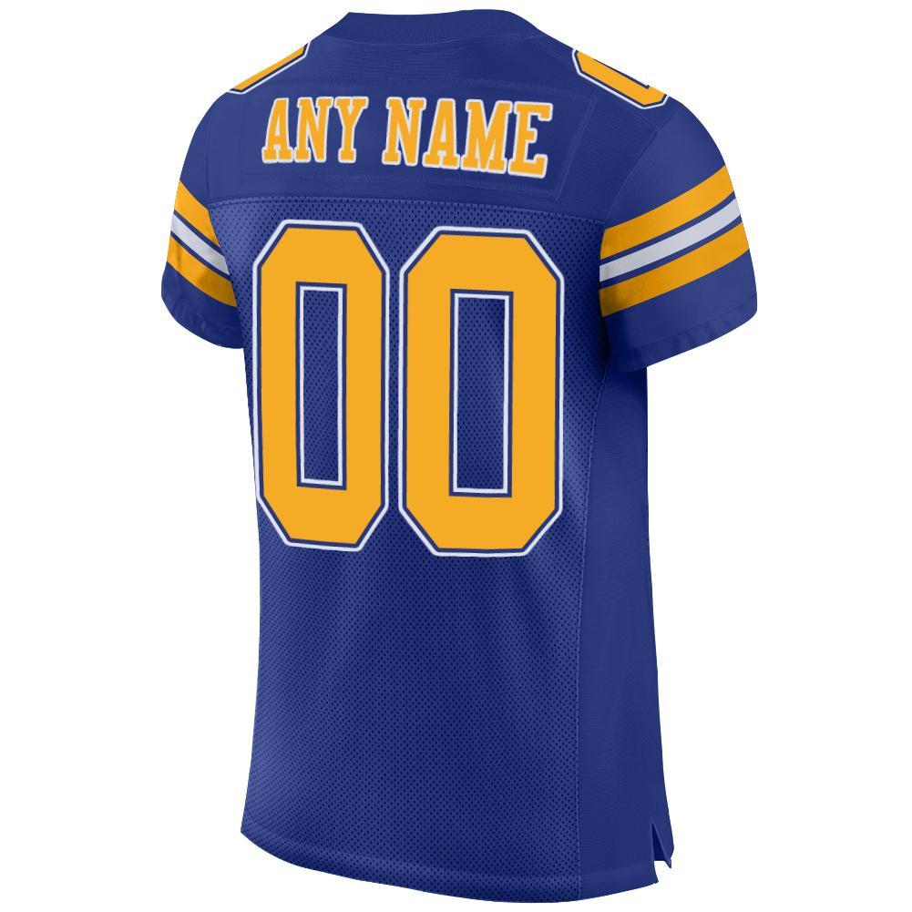 Custom Royal Gold-White Mesh Authentic Football Jersey Limited