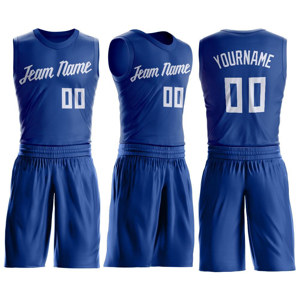 Custom Royal White Round Neck Suit Basketball Jersey Limited