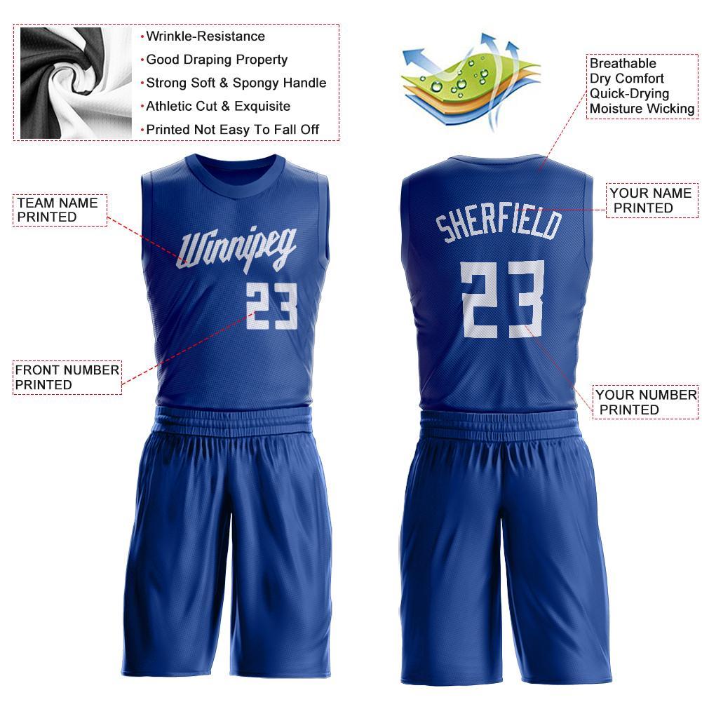 Custom Royal White Round Neck Suit Basketball Jersey Limited