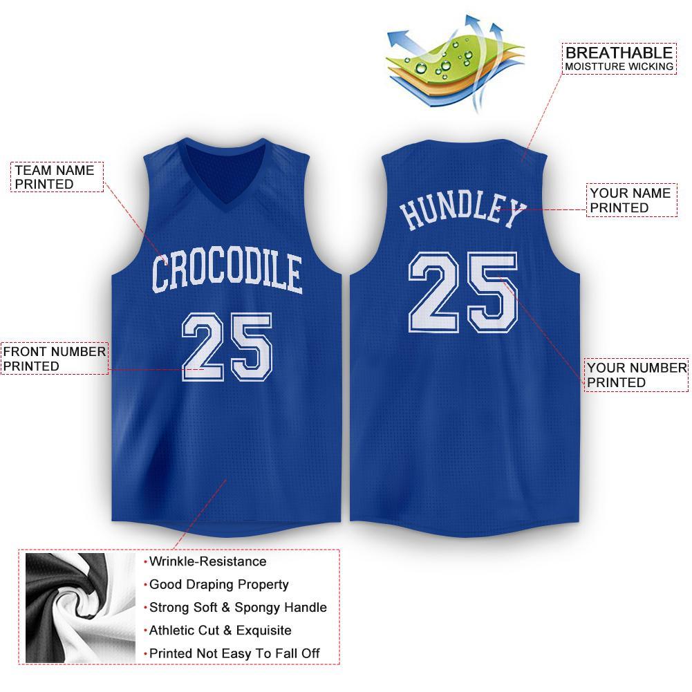 Custom Royal White V-Neck Basketball Jersey Limited