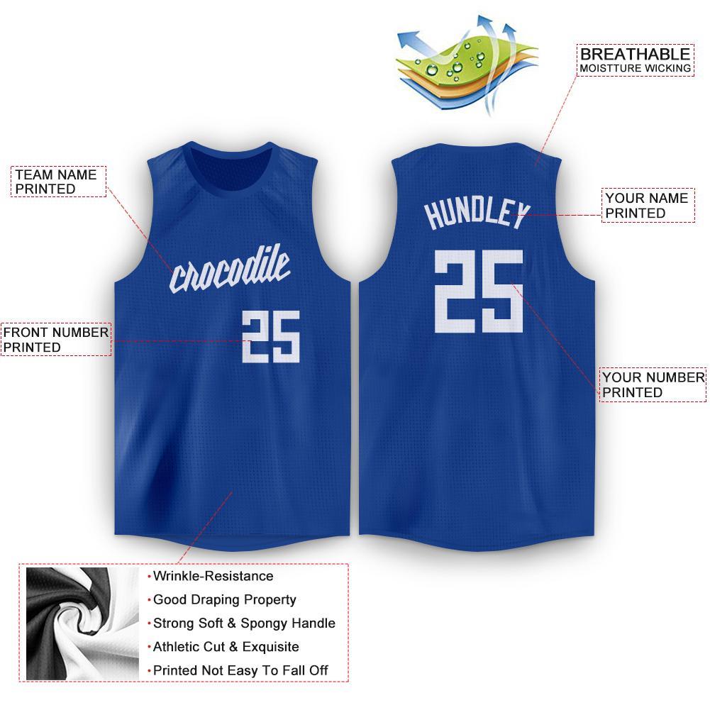 Custom Royal White Round Neck Basketball Jersey Limited
