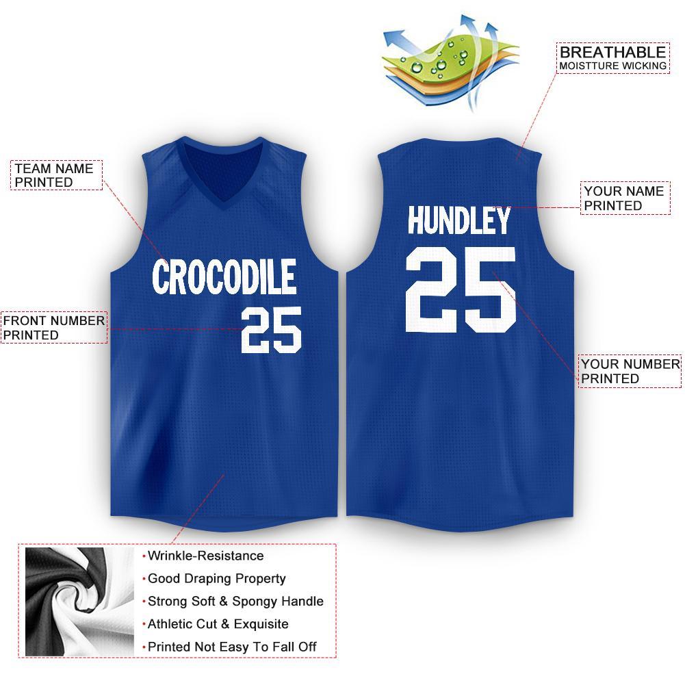 Custom Royal White V-Neck Basketball Jersey Limited