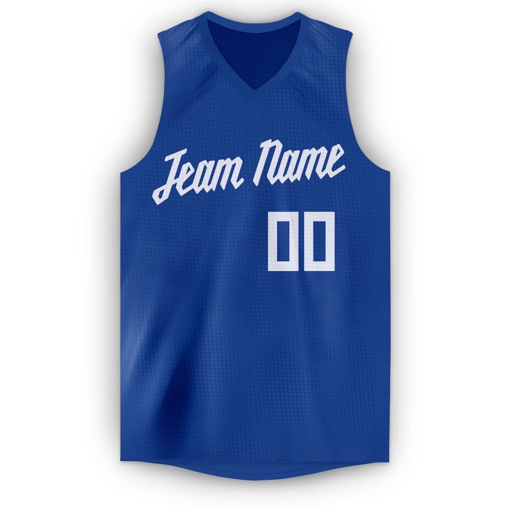 Custom Royal White V-Neck Basketball Jersey Limited