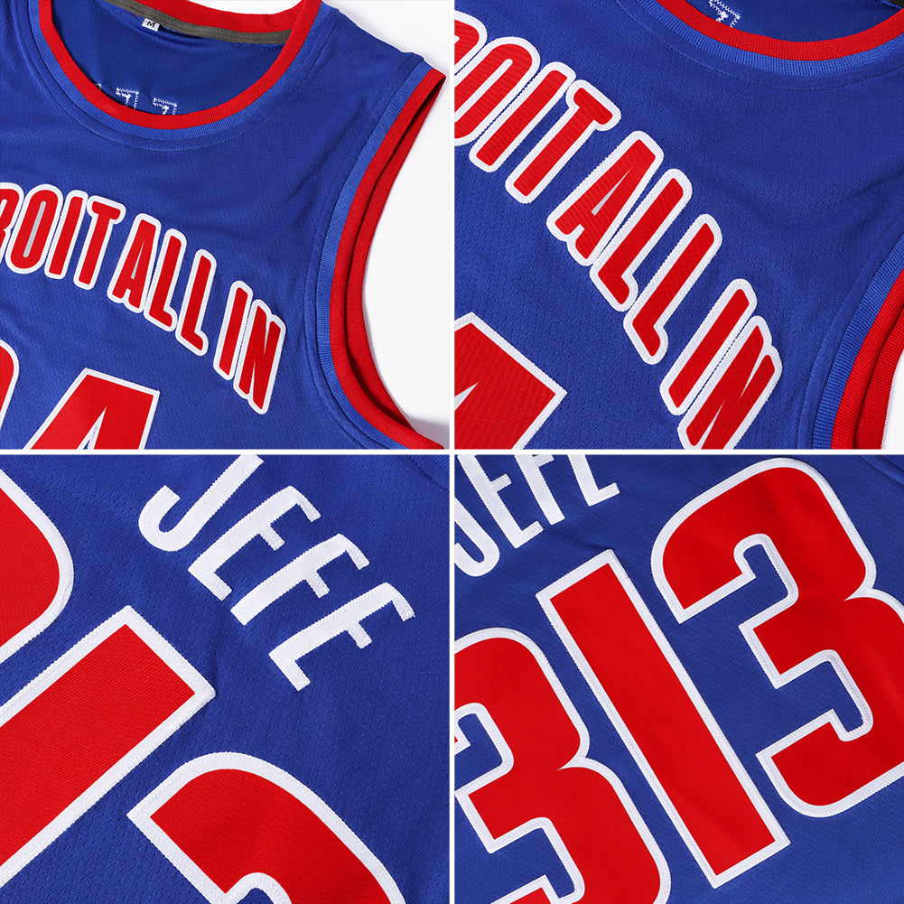 Custom Royal White-Red Authentic Throwback Basketball Jersey Limited