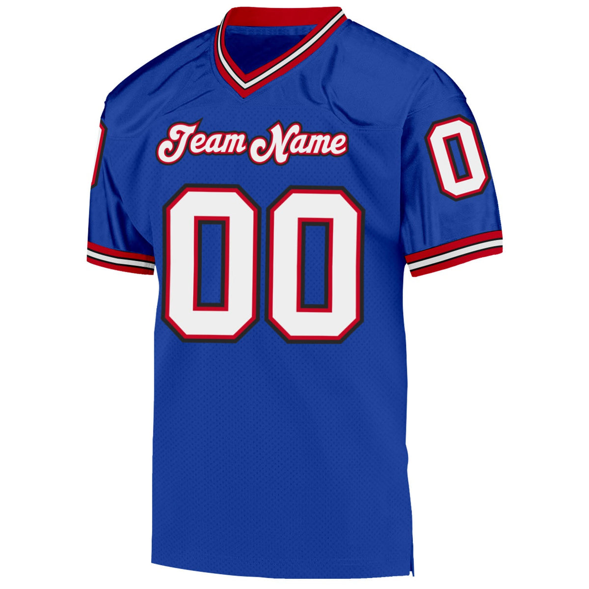 Custom Royal White-Red Mesh Authentic Throwback Football Jersey Limited