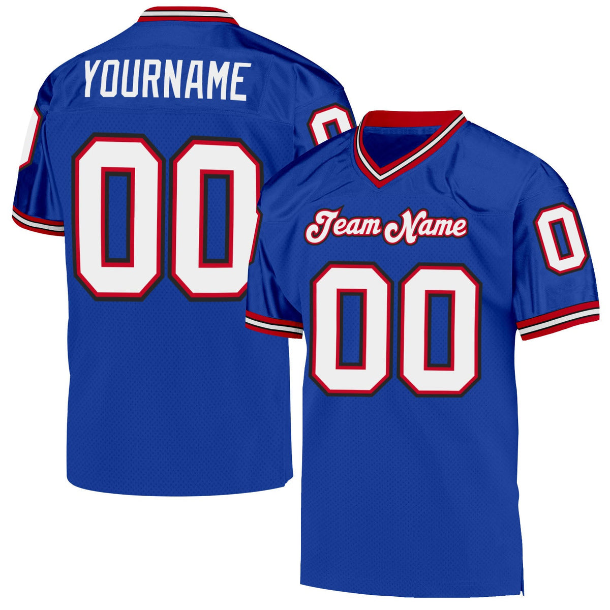 Custom Royal White-Red Mesh Authentic Throwback Football Jersey Limited