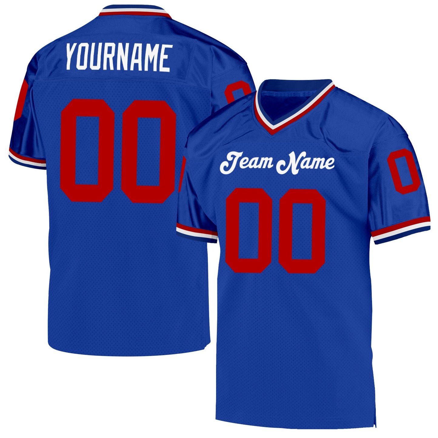 Custom Royal Red-White Mesh Authentic Throwback Football Jersey Limited