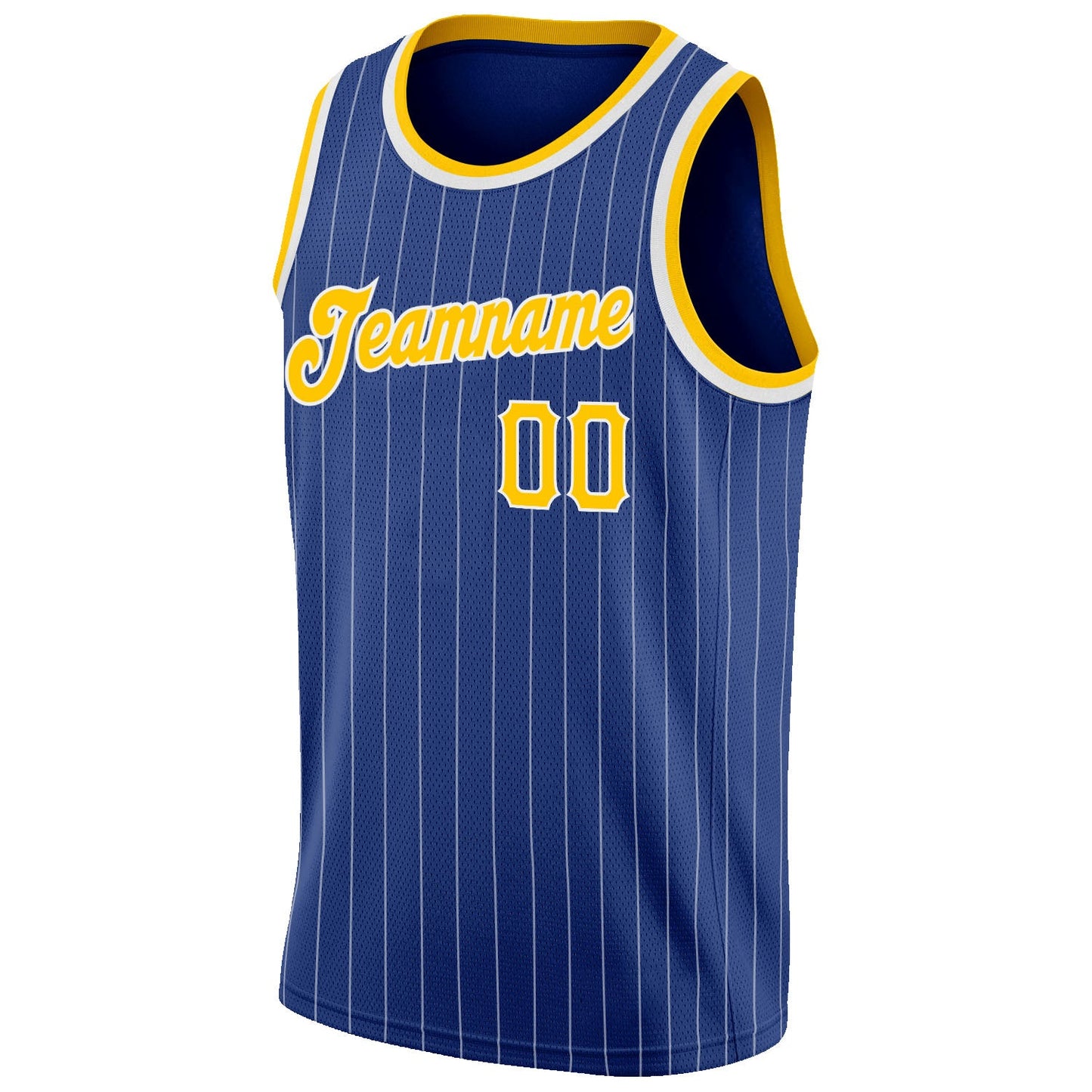 Custom Royal White Pinstripe Gold-White Authentic Basketball Jersey Limited