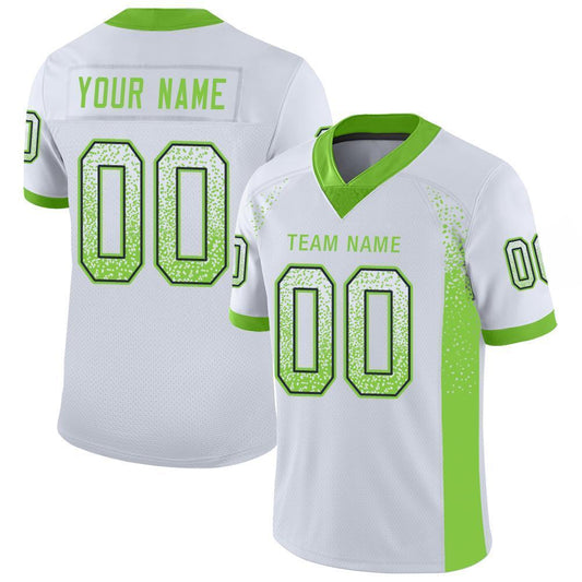 Custom White Neon Green-Navy Mesh Drift Fashion Football Jersey Limited