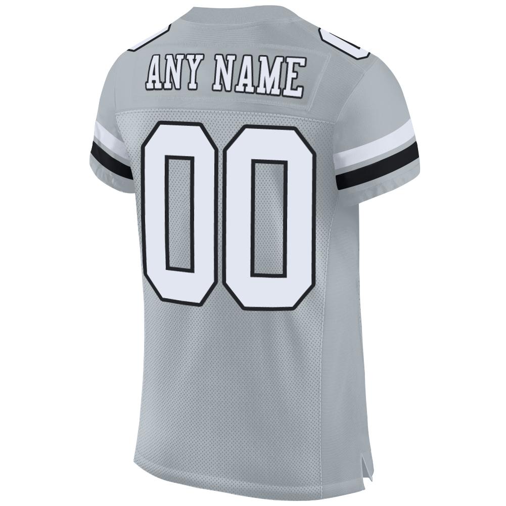 Custom Silver White-Black Mesh Authentic Football Jersey Limited
