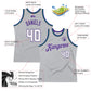 Custom Gray White-Purple Authentic Throwback Basketball Jersey Limited