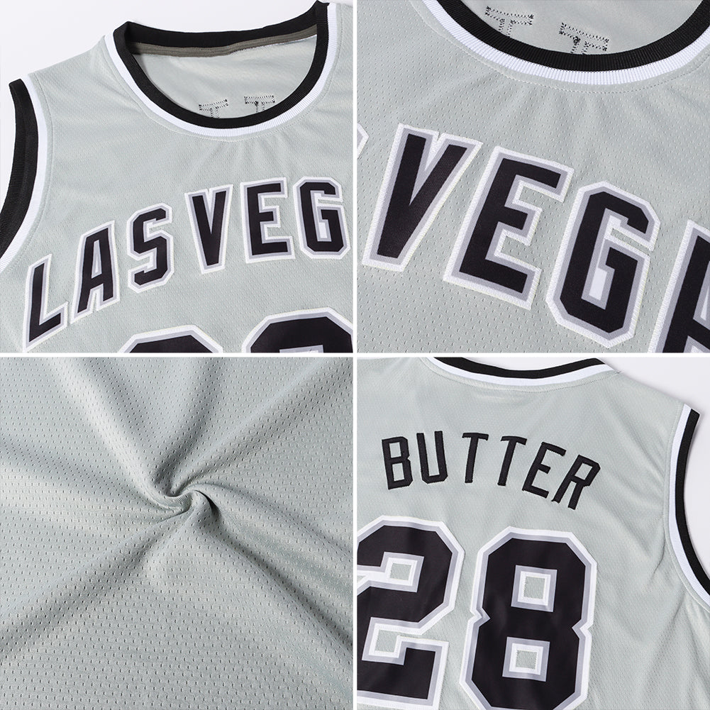 Custom Gray White-Purple Authentic Throwback Basketball Jersey Limited
