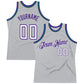 Custom Gray White-Purple Authentic Throwback Basketball Jersey